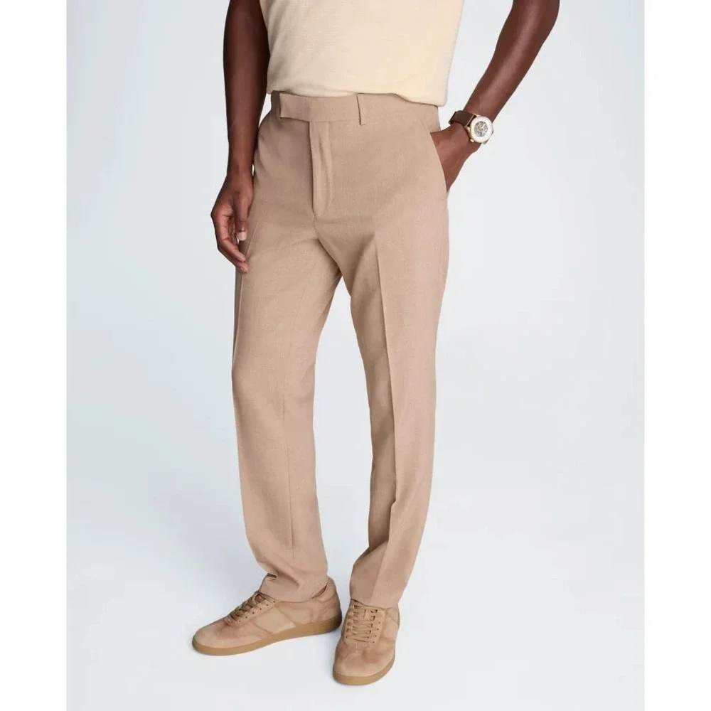 Kenneth Cole Mens Slim fit 2 Piece Suit 36S Pants 29W 30L Waist Tan Light Brown